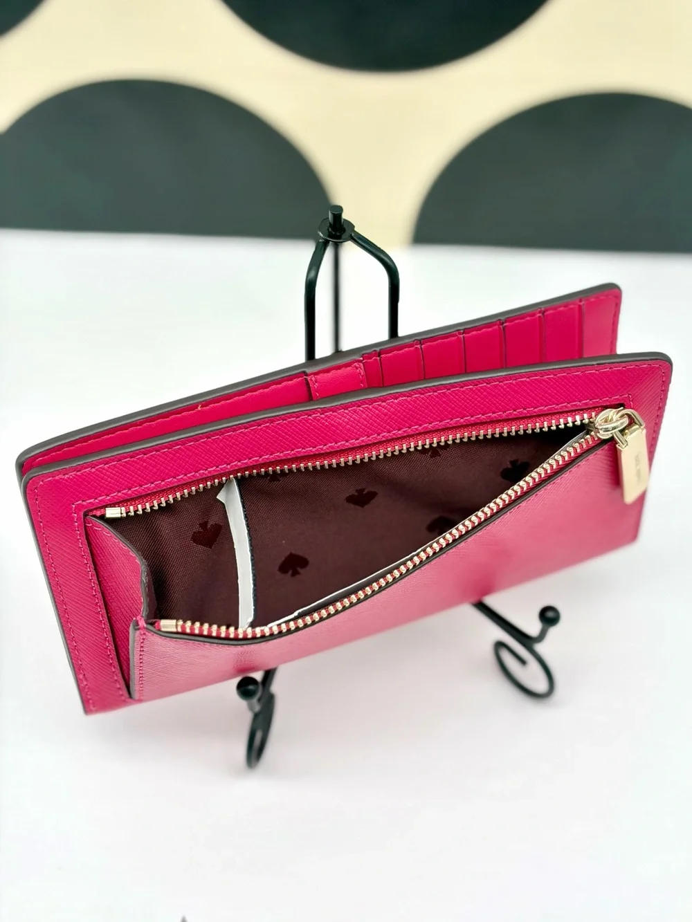 Kate Spade staci saffiano leather Lg. Slim Wallet  Pink Ruby